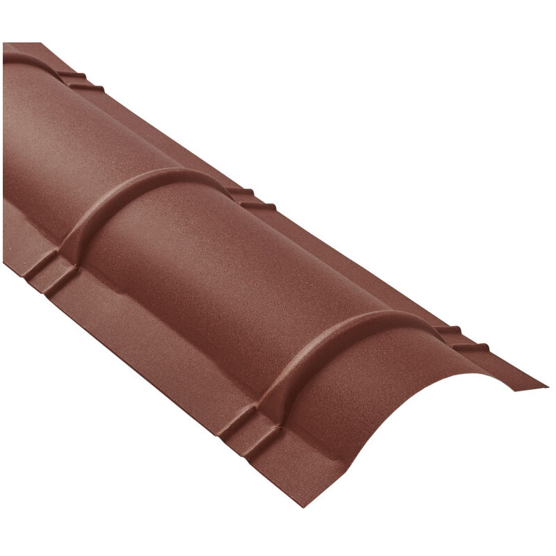 foto del prodotto colmo semicircolare per copertura in acciaio zincato laccato opaco aspetto tegola l 2,1 m rosso marrone opaco, l 2,1 m