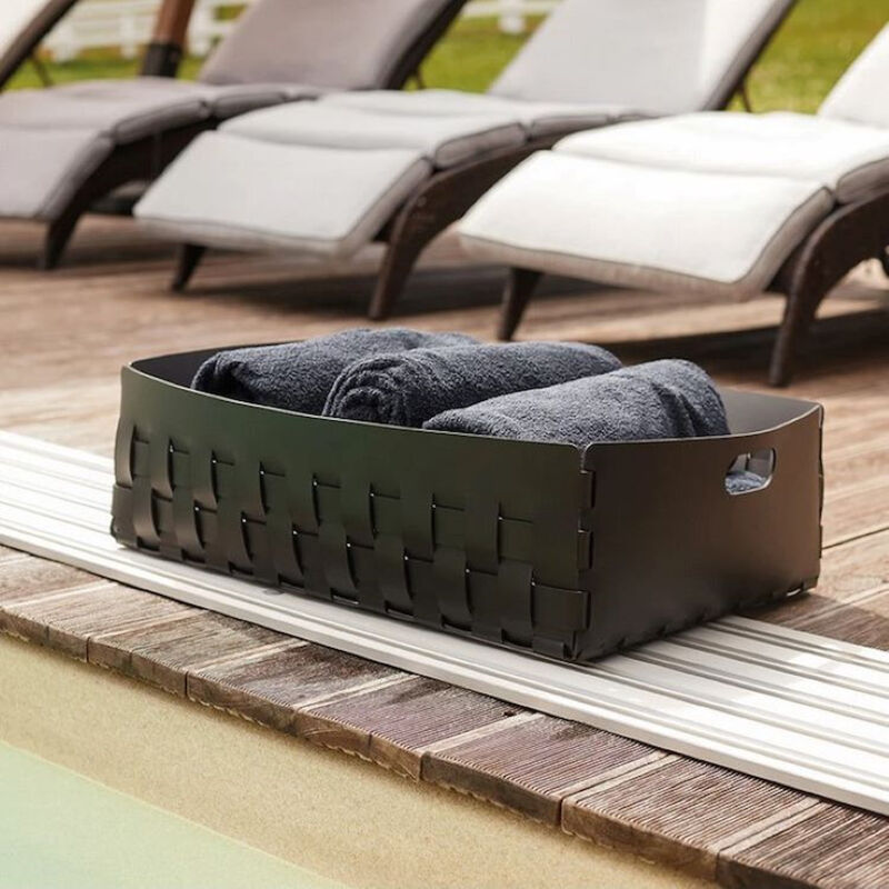 foto del prodotto colombo design porta oggetti black grey, cestino bottega 60x50 h20 serie adj codice prod badj104 0103