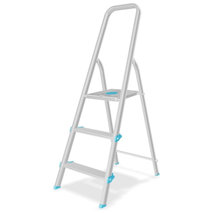 foto del prodotto colombo scala libellula 3 gradini in alluminio con gradini antiscivolo piedini antiscivolo portata max 150kg en131 made in italy