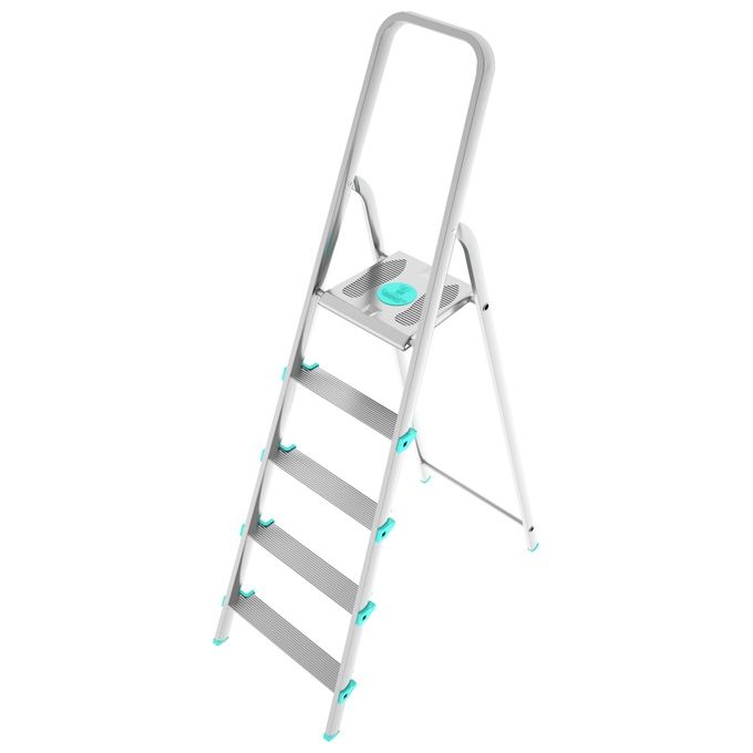 foto del prodotto colombo scala libellula 5 gradini in alluminio con gradini antiscivolo piedini antiscivolo portata max 150kg en131 made in italy