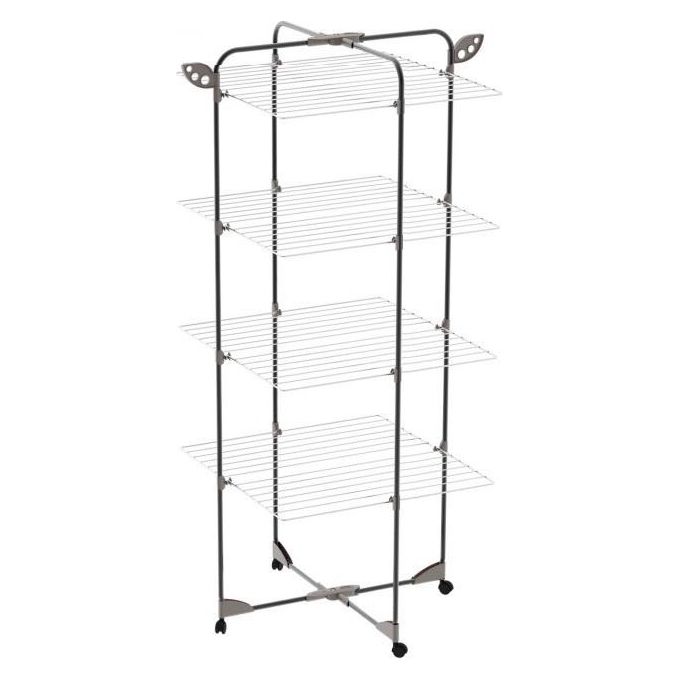 foto del prodotto colombo stendibiancheria a torre alpina 40 metri nero con ruote ideale per utilizzo domestico e portagrucce ribaltabile