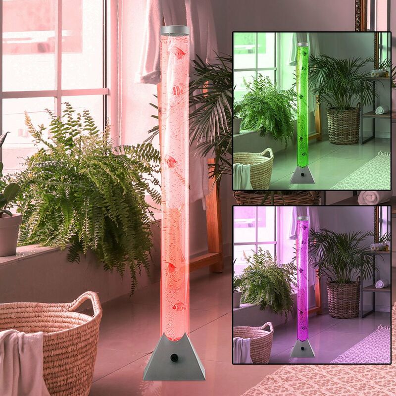 foto del prodotto colonna a bolle colonna d acqua a led lampada da terra per camera da letto cambia colore rgb lampada da terra deco con pesce, plastica, cambia colore