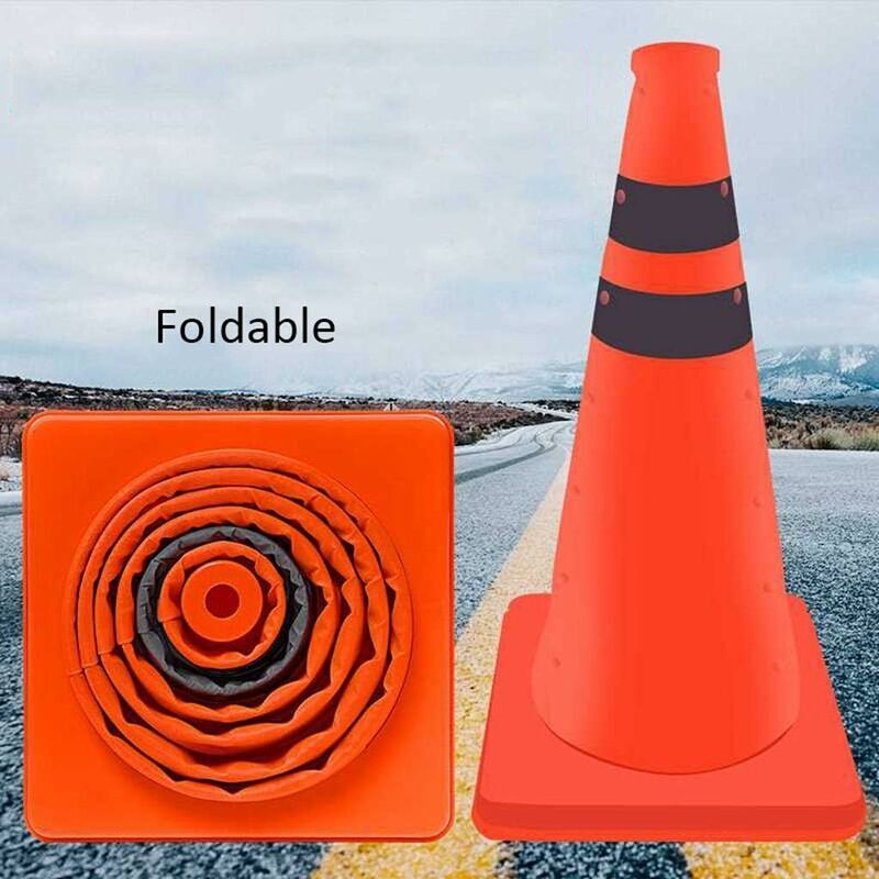 foto del prodotto colonna a cono colonna di parcheggio telescopica pieghevole secchiello per il ghiaccio cono stradale segnali stradali pieghevoli, coni stradali di emergenza coni riflettenti multifunzionali, arancione