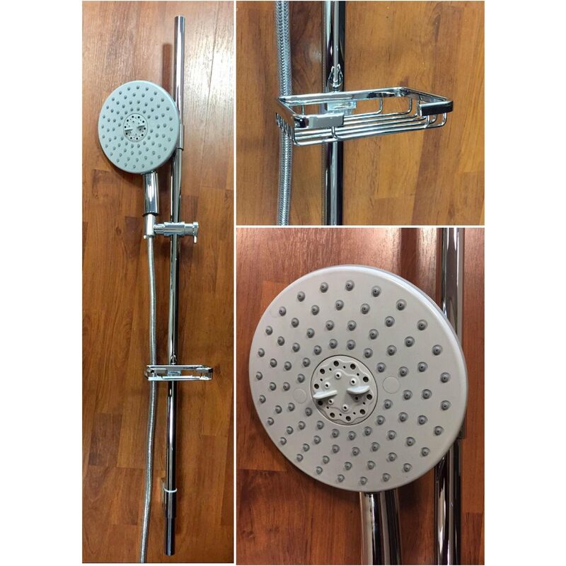 foto del prodotto colonna asta doccia saliscendi in ottone, completa