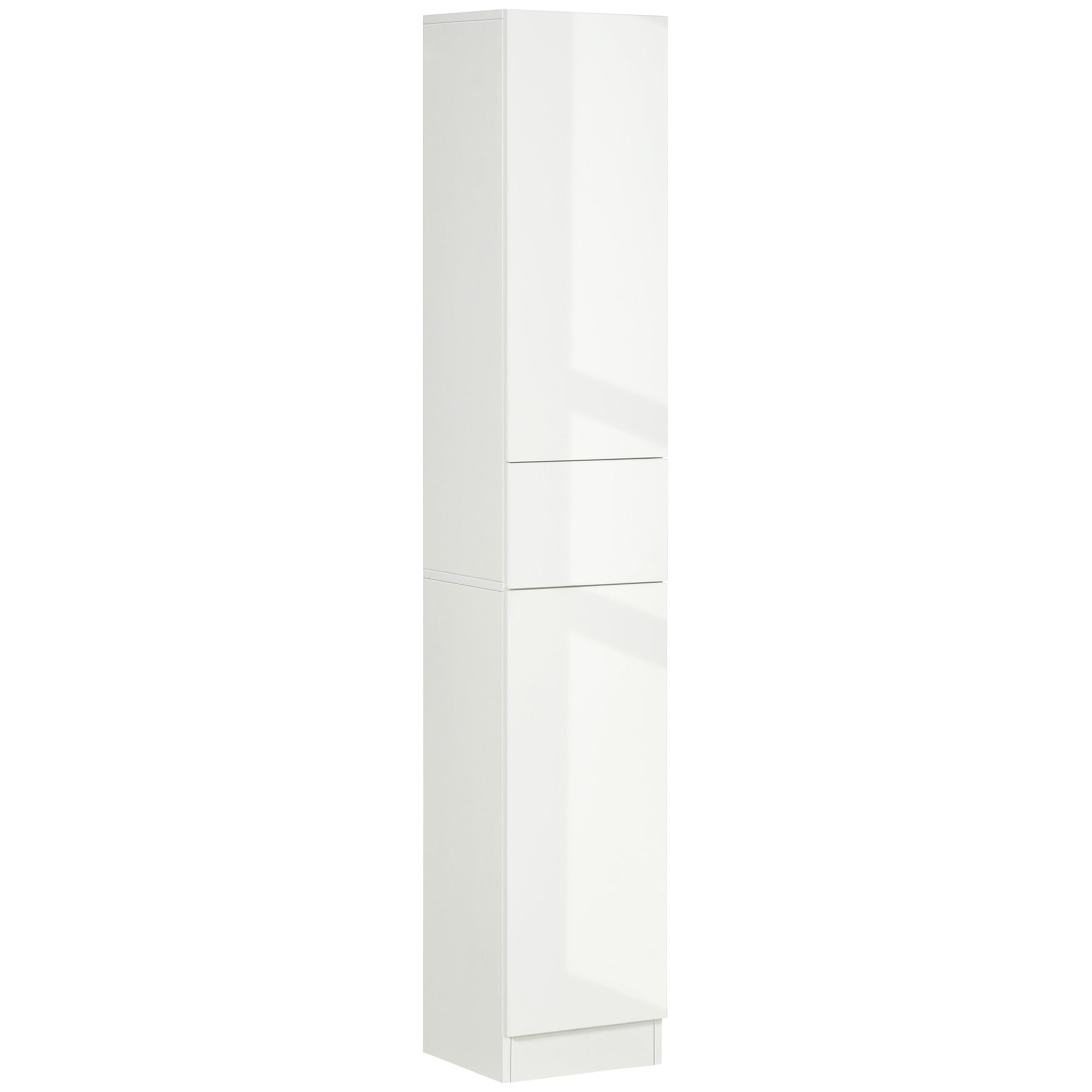 foto del prodotto colonna bagno 1 cassetto 2 armadietti 30x28x170 cm in legno truciolare e mdf bianco lucido