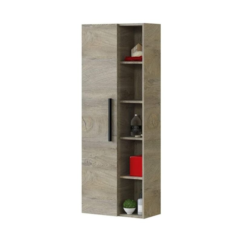 foto del prodotto colonna bagno 51x25x135 cm rovere con 1 anta e 4 ripiani veria