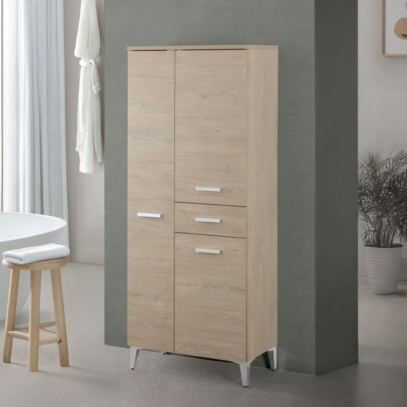 foto del prodotto colonna bagno a terra 60x153,5 cm rovere dolomite con 2 ante e cassetto desya