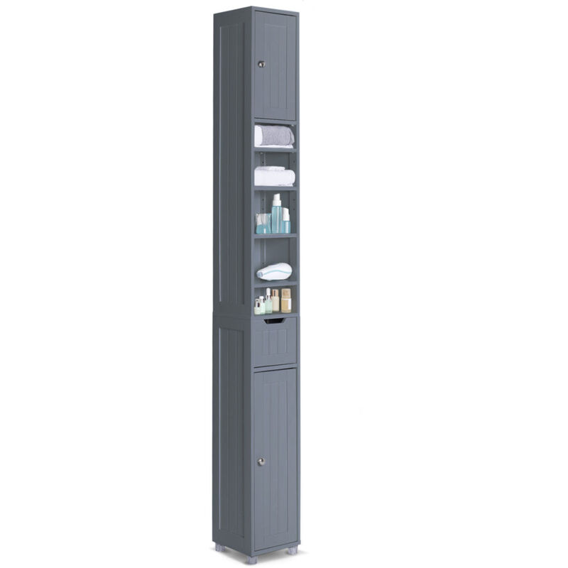 foto del prodotto colonna bagno, armadio da bagno salvaspazio, mobile alto bagno, 20x20x180cm, grigio vounot