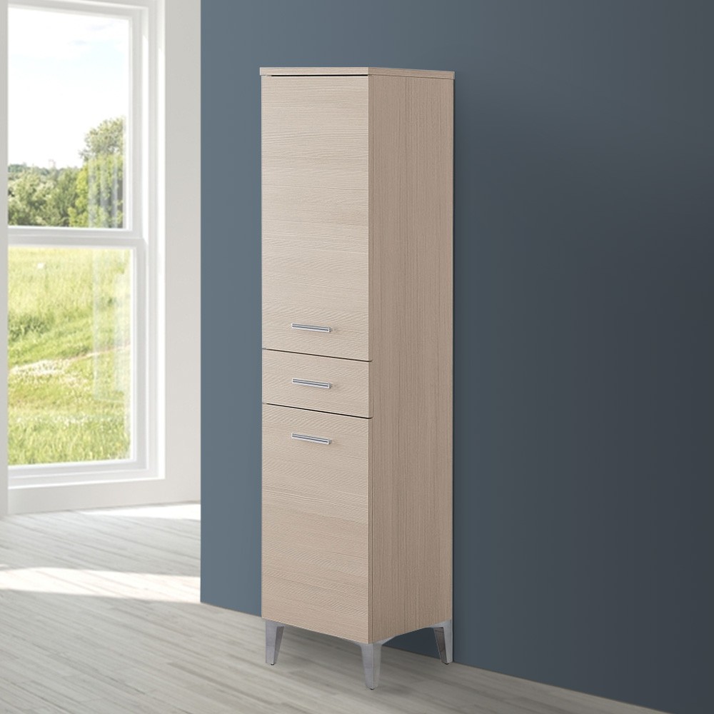 foto del prodotto colonna bagno dappoggio h 153,5 cm larice con 2 ante e cassetto desya