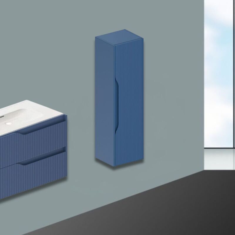 foto del prodotto colonna bagno sospesa colore azzurro opaco con effetto cannettato 35x30x120h gaper