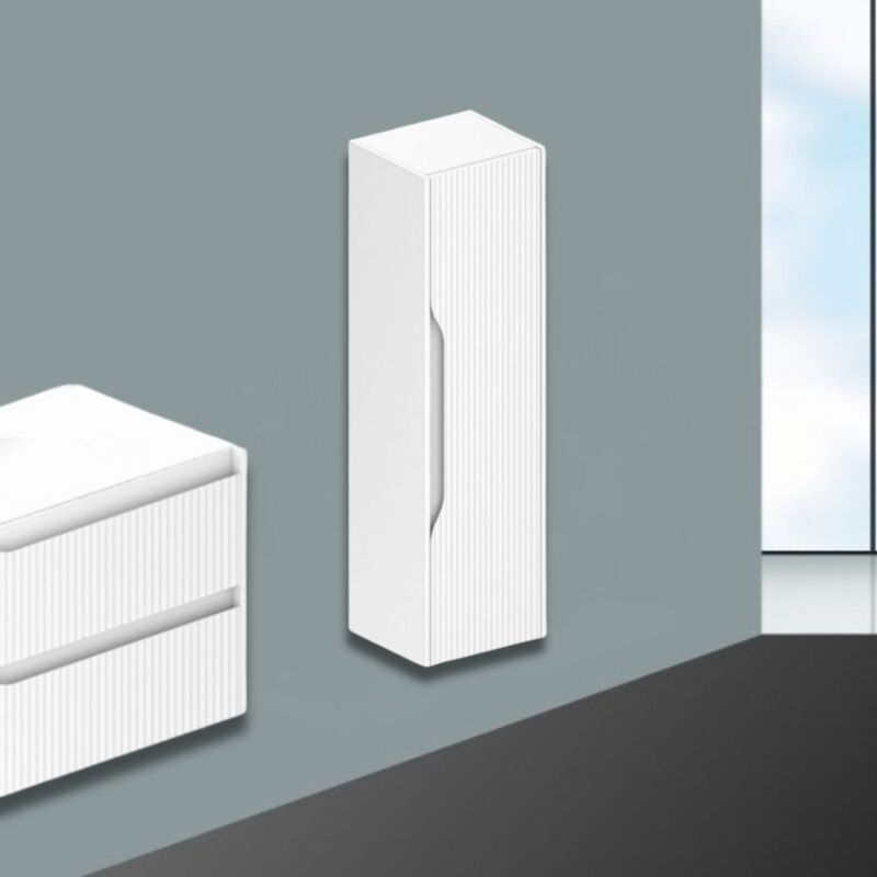 foto del prodotto colonna bagno sospesa colore bianco opaco con effetto cannettato 35x30x120h gaper