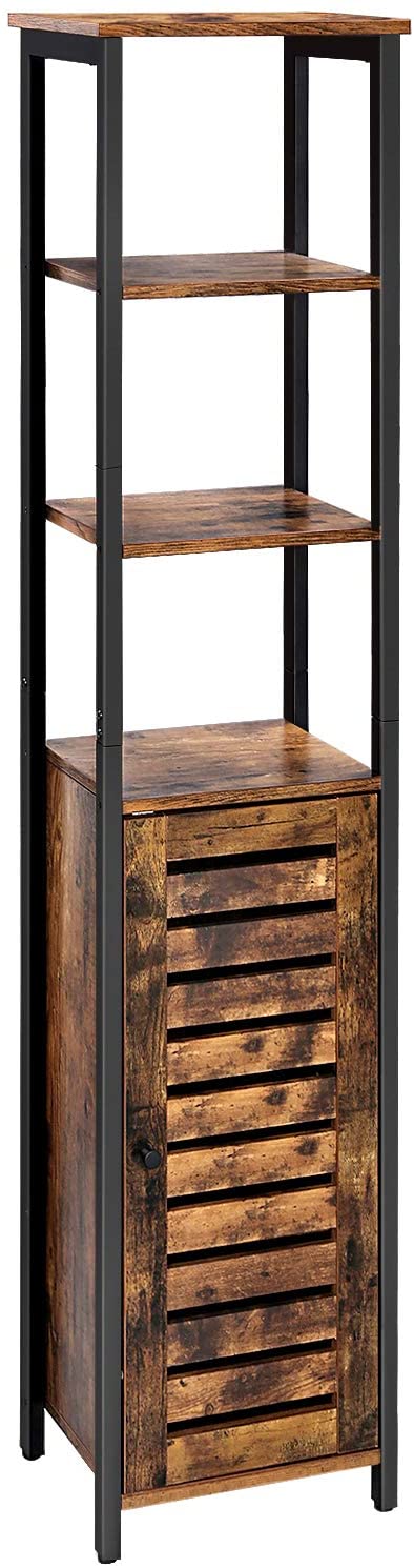 foto del prodotto colonna contenitore mobile alto per bagno soggiorno 37 x 30 x 167 cm stile industriale nero e marrone 12 0000823