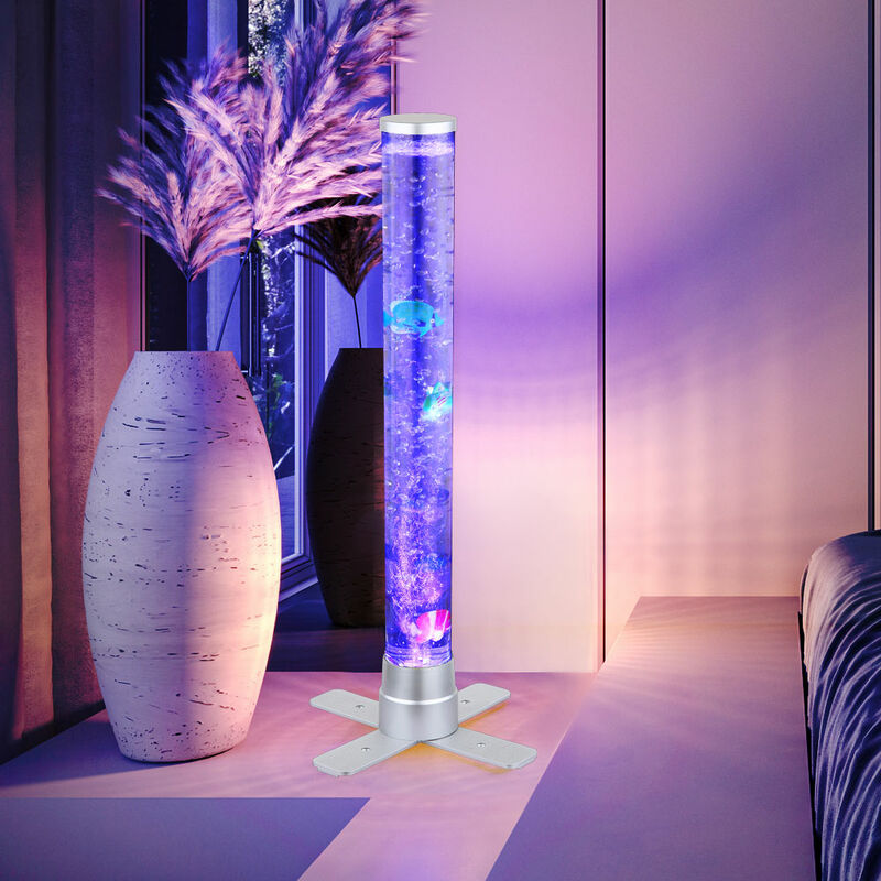 foto del prodotto colonna d acqua a bolle d aria cambia colori soggiorno, decorazione sale, led rgb incl. 3 pesci e 2 palline lxlxh 24,6x24,6x61,1cm