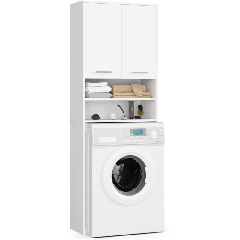 foto del prodotto colonna da bagno akord fin per incasso di una lavatrice bianca 64 cm 2 ante 64x30x180 cm