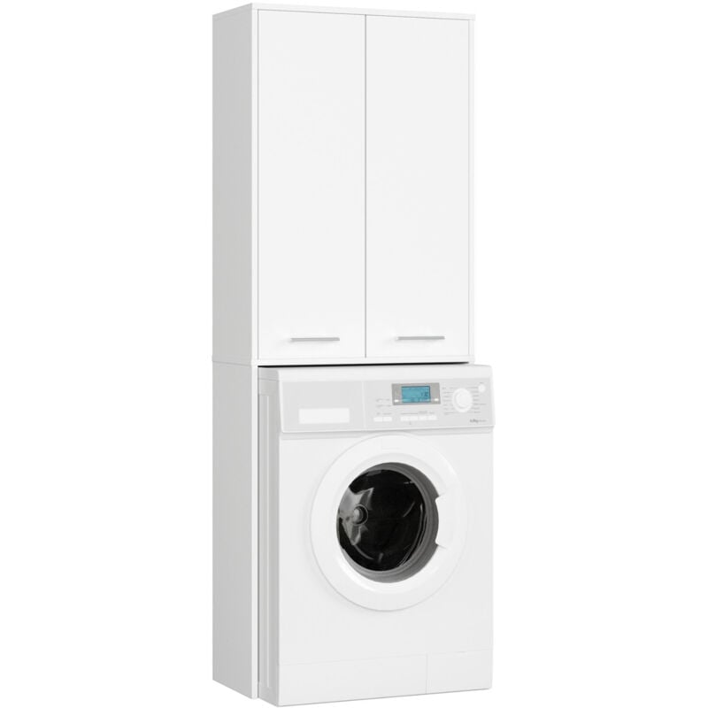 foto del prodotto colonna da bagno akord fin per incasso di una lavatrice bianca 64 cm 2 ante 64x30x180 cm
