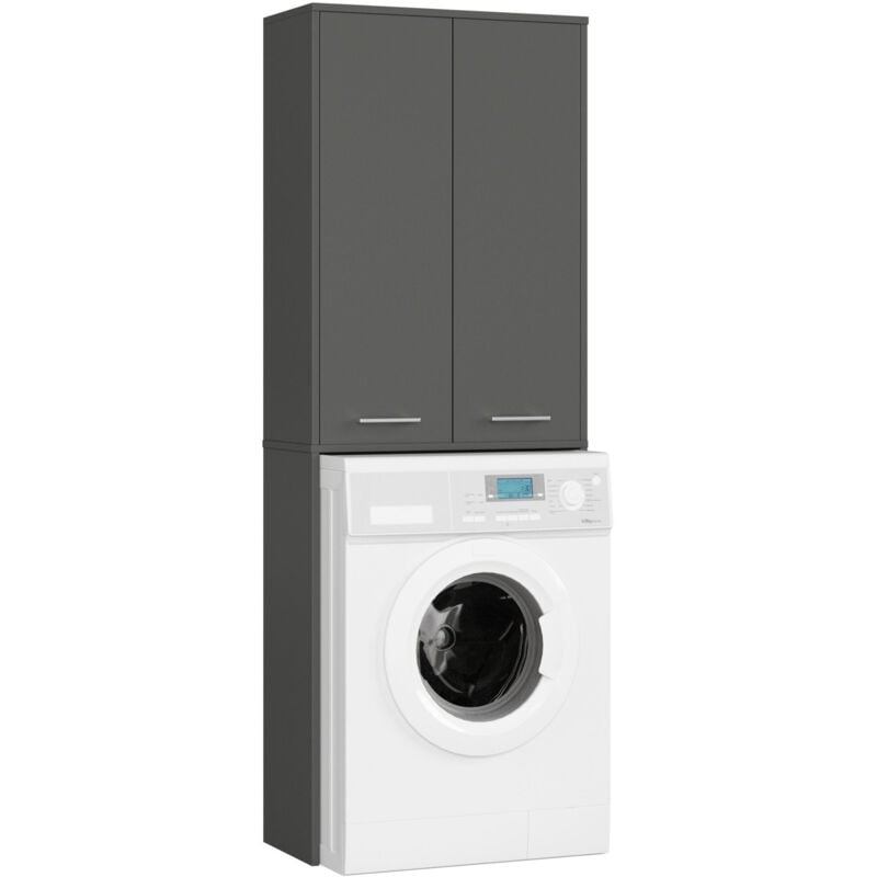 foto del prodotto colonna da bagno akord fin per incasso di una lavatrice grigia grafite 64 cm 2 ante 64x30x180 cm