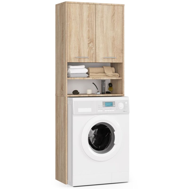 foto del prodotto colonna da bagno akord fin per incasso di una lavatrice sonoma quercia 64 cm 2 ante 64x30x180 cm