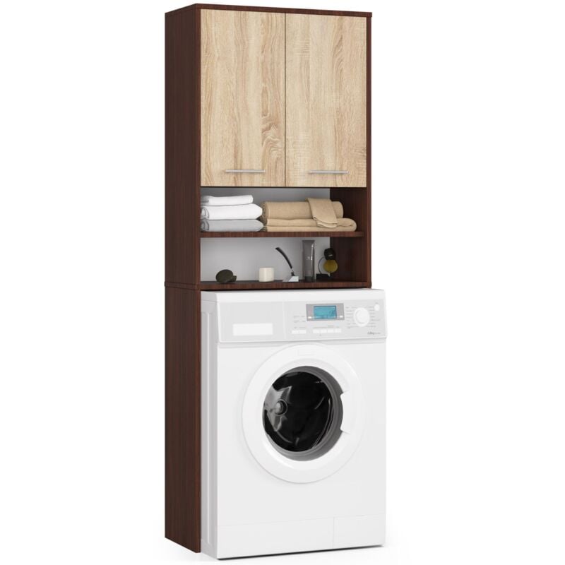 foto del prodotto colonna da bagno akord fin per incasso di una lavatrice weng 64 cm 2 ante inserto frontale sonoma quercia 64x30x180 cm