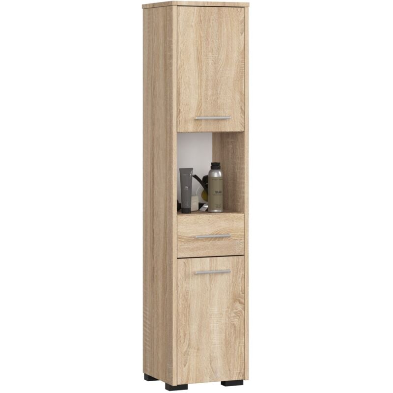 foto del prodotto colonna da bagno akord fin sonoma quercia 30 cm 2 ante 1 cassetto 30x30x140 cm
