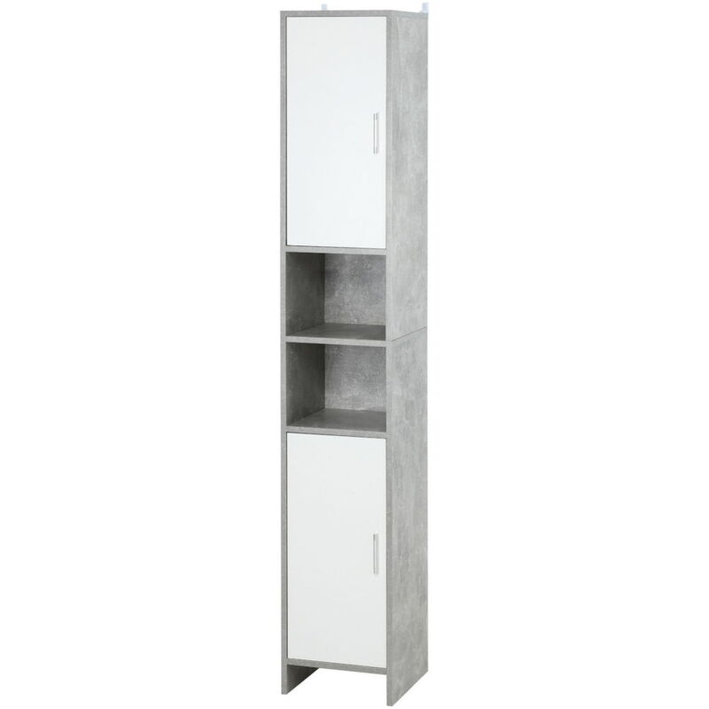 foto del prodotto colonna da bagno con 2 armadietti e 2 vani aperti 30x30x180cm in effetto cemento