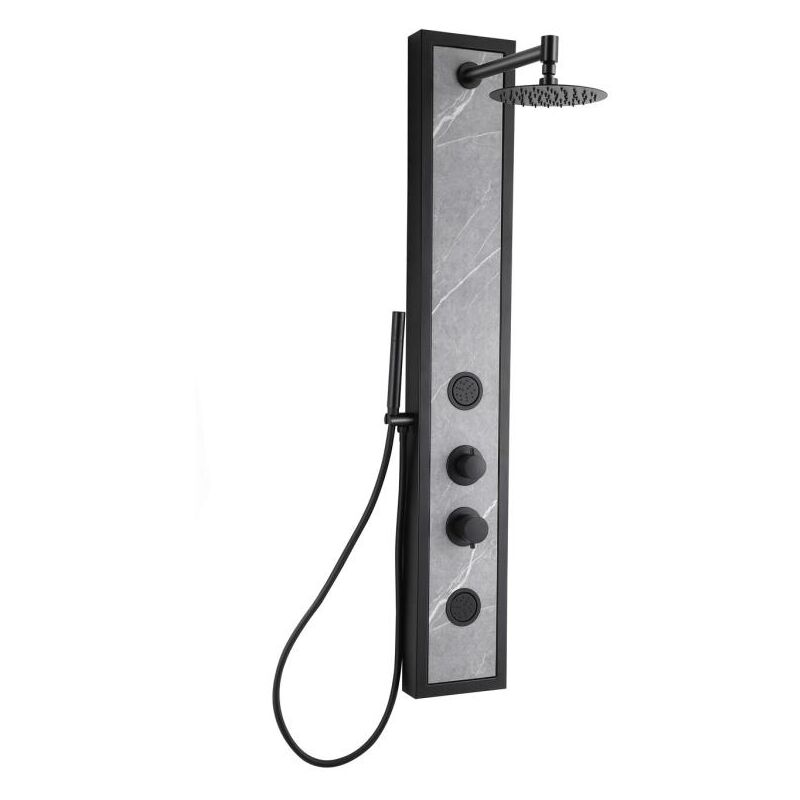 foto del prodotto colonna da doccia idromassaggio con decori in pietra h127 x l48,5 cm nero letiya
