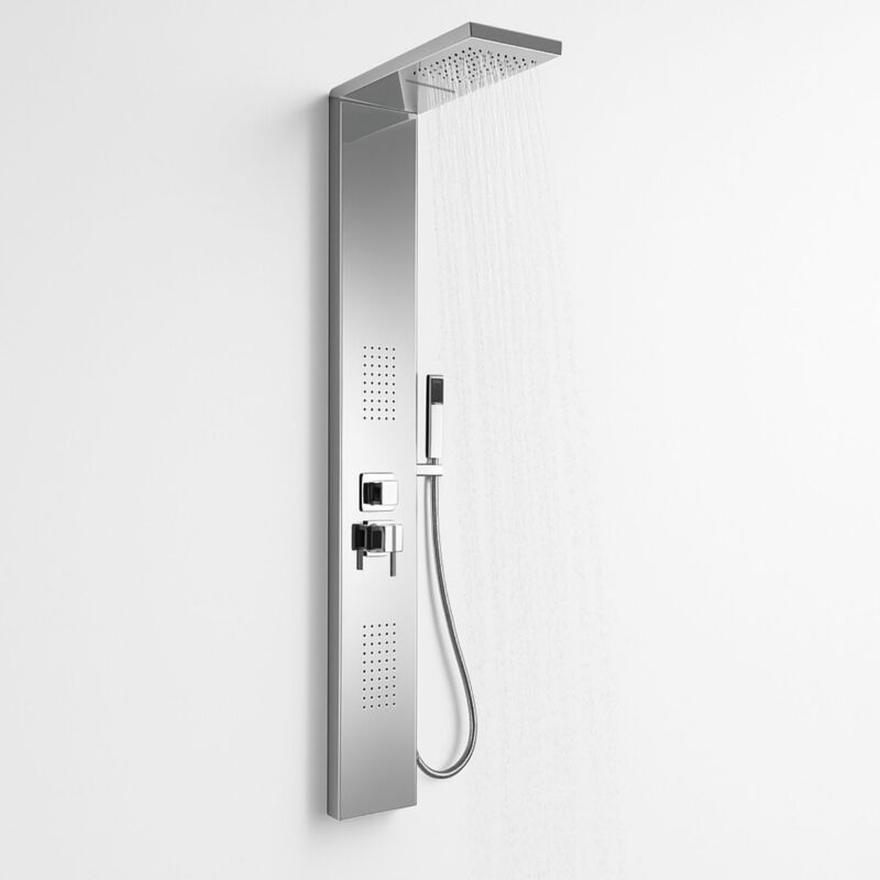 foto del prodotto colonna doccia 002 4 funzioni acciaio inox getto a cascata 2 bocchette idro lombari l20xp44xh170 finitura cromo lucido confezione 1