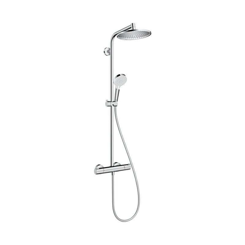 foto del prodotto colonna doccia 240x240 mm in ottone cromato con miscelatore termostatico hansgrohe crometta