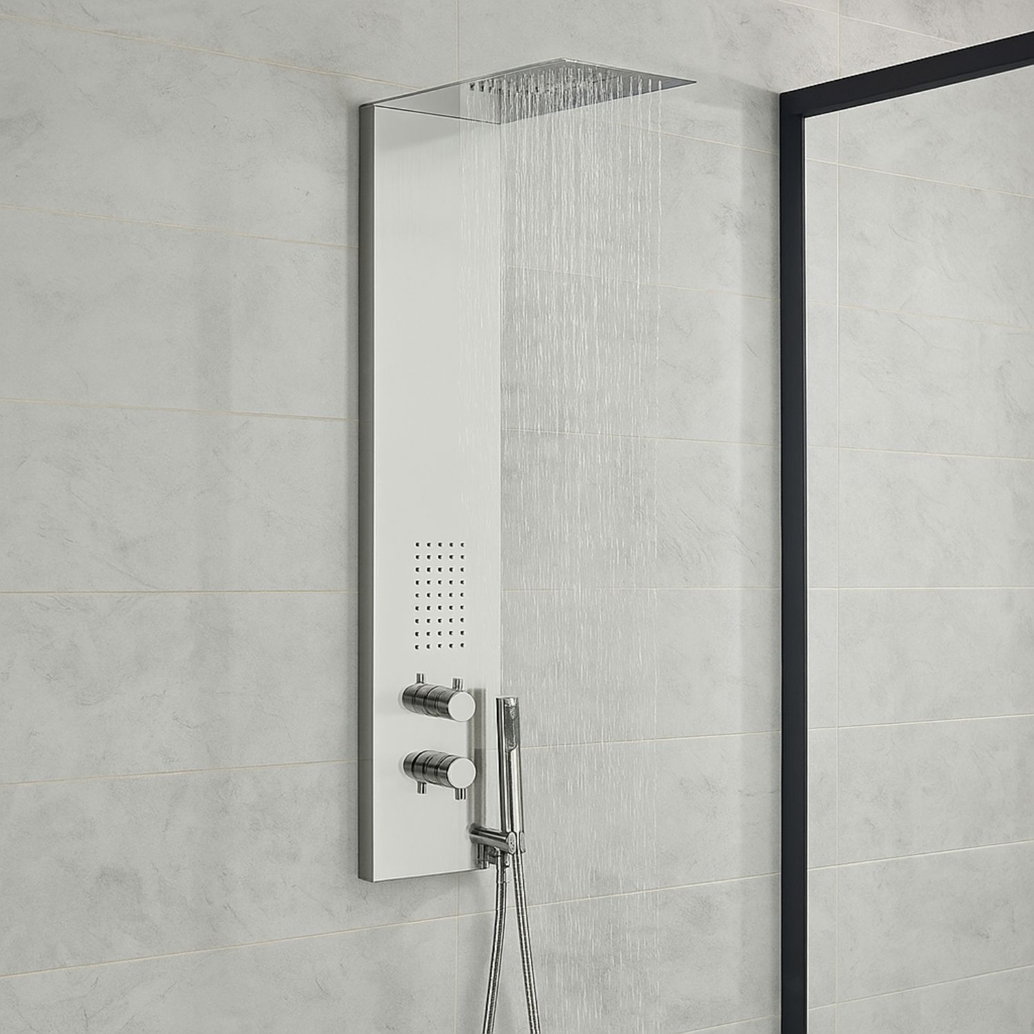 foto del prodotto colonna doccia 3 funzioni acciaio inox bocchetta idro lombare 20x50x110 cm finitura cromo lucido, confezione 1