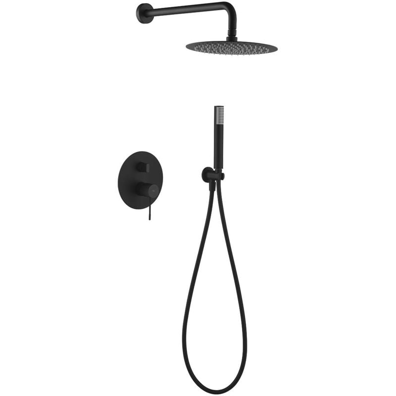 foto del prodotto colonna doccia a incasso con monocomando modello line soffione di dimensioni standard colore nero finitura opaca imex