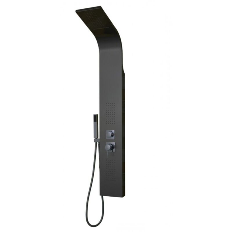 foto del prodotto colonna doccia attrezzata flower in acciaio nero opaco con cascata h140xl20xp44 confezione 1