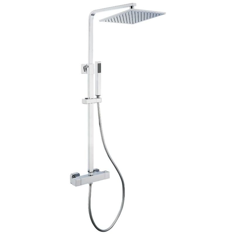foto del prodotto colonna doccia attrezzata ottone cromato soffione quadro doccetta rubinetto termostatico ogomondo confezione 1