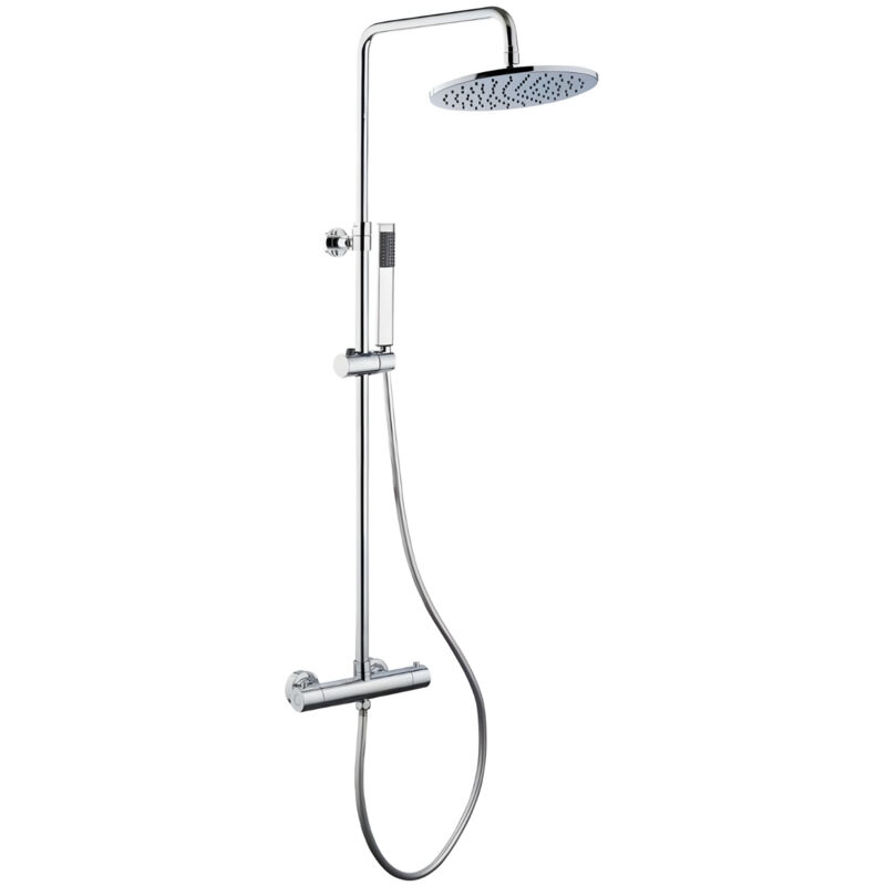 foto del prodotto colonna doccia attrezzata ottone cromato soffione tondo doccetta rubinetto termostatico confezione 1