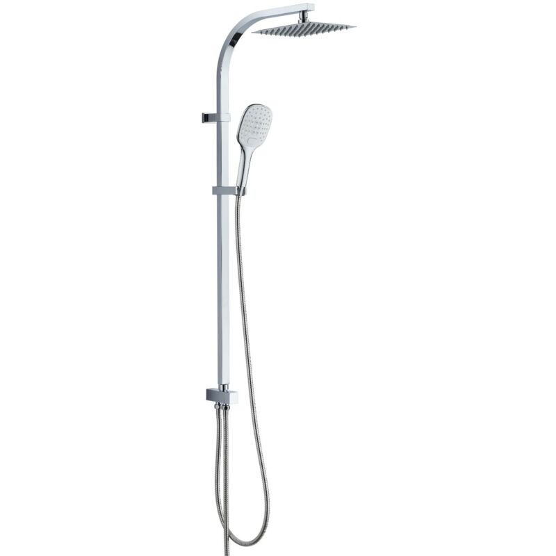 foto del prodotto colonna doccia attrezzata sky acciaio inox cromato soffione quadro doccetta confezione 1