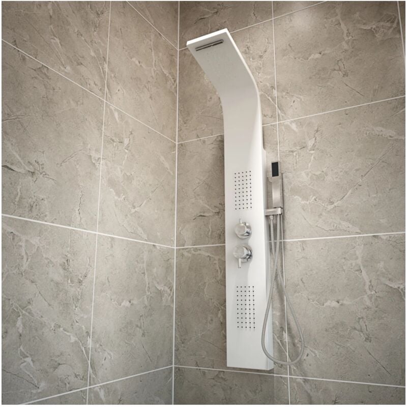 foto del prodotto colonna doccia con getti idromassaggio ed effetto cascata, 145,5x20,3cm