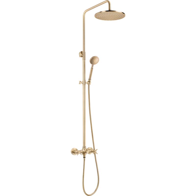 foto del prodotto colonna doccia con miscelatore meccanico 2 vie colore ottone spazzolato deante temisto nacm4qt ottone spazzolato
