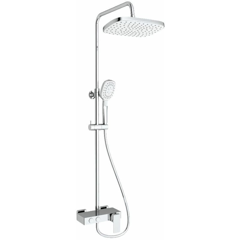 foto del prodotto colonna doccia con miscelatore meccanico bianco cromo e soffione xxl da 288mm satssphp swiss aqua technologies