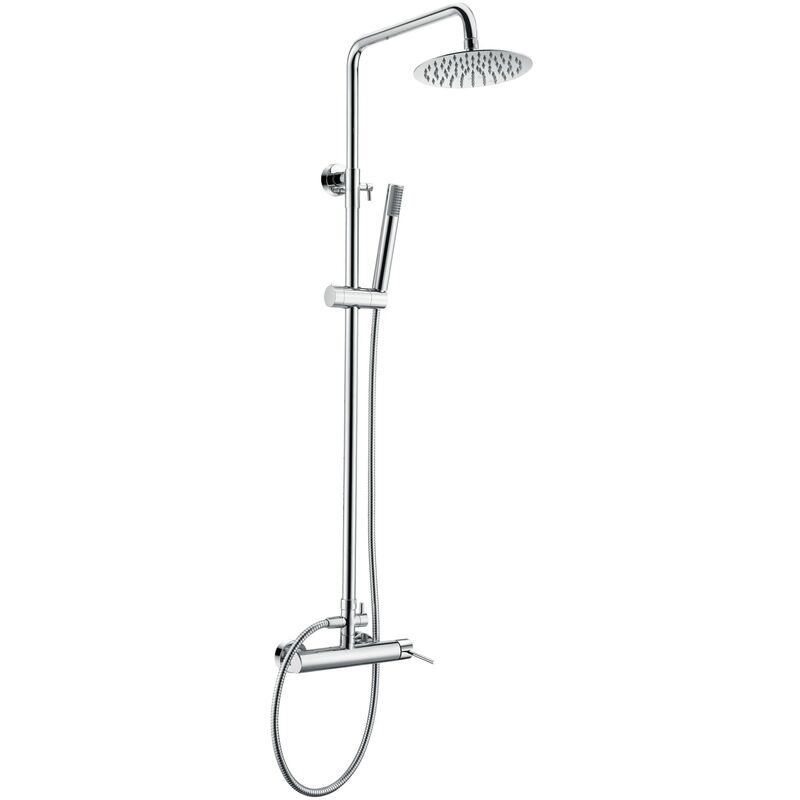 foto del prodotto colonna doccia con miscelatore monocomando modello milos stick soffione di dimensioni standard colore grigio finitura cromata imex