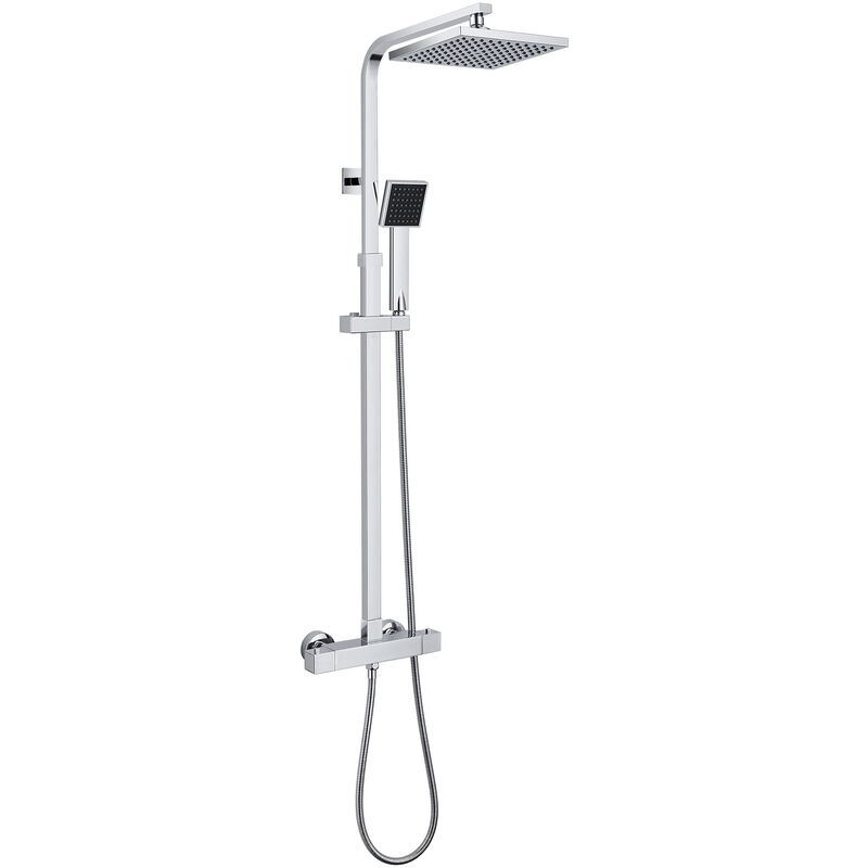 foto del prodotto colonna doccia con miscelatore termostatica 2 funzioni con 20x20cm soffione e doccetta, asta doccia regolabile 925 1250mm cromo