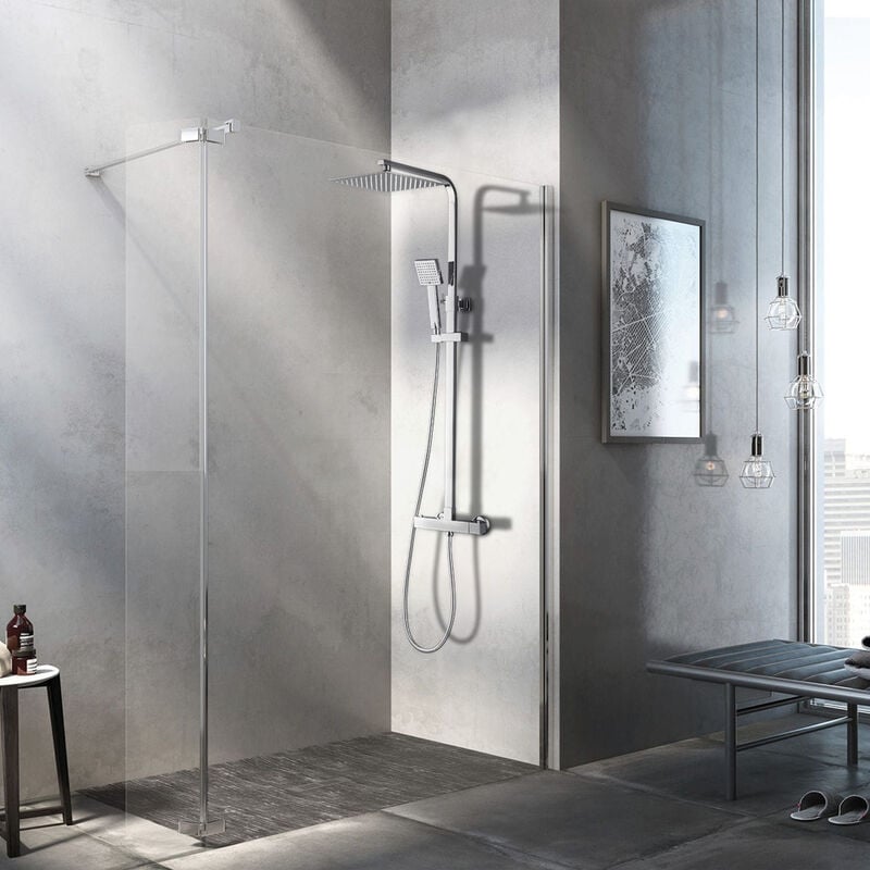 foto del prodotto colonna doccia con miscelatore termostatico 38 , colonna doccia in ottone con soffione e doccetta, altezza regolabile a 75cm 127cm auralum