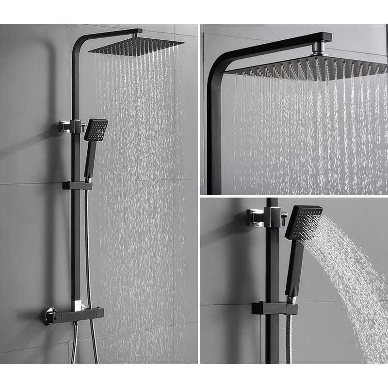 foto del prodotto colonna doccia con miscelatore termostatico, colonna doccia con soffione e doccetta, altezza regolabile dopo l installazione 755 1275mm auralum