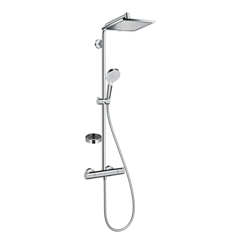 foto del prodotto colonna doccia con miscelatore termostatico soffione xxl 240 doccetta 2 getti portasapone hansgrohe