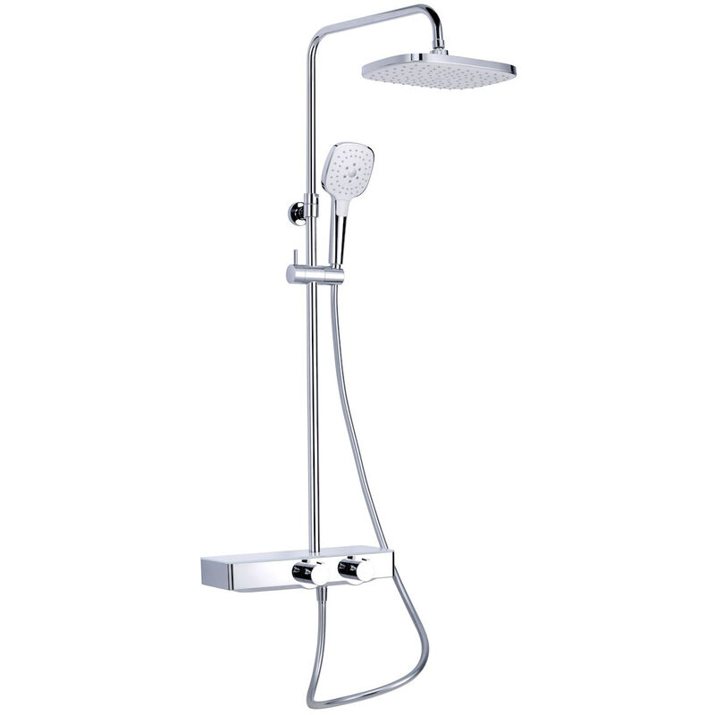immagine 0 del prodotto colonna doccia con miscelatore termostatico, soffione xxl da 28,7 cm, asta regolabile in altezza, bianco swiss aqua technologies