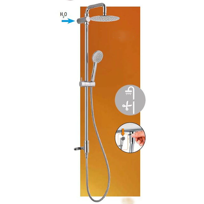 foto del prodotto colonna doccia con presa acqua superiore con soffione tondo codice prod dsv17134 scelto da desivero