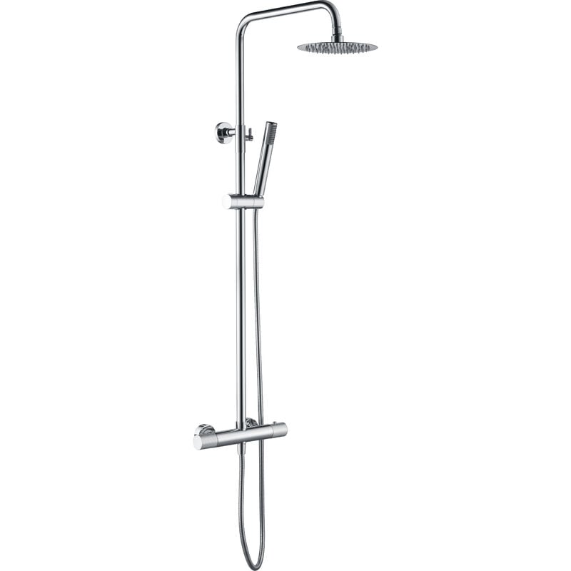 foto del prodotto colonna doccia con termostato modello line soffione di dimensioni standard colore grigio finitura cromata imex