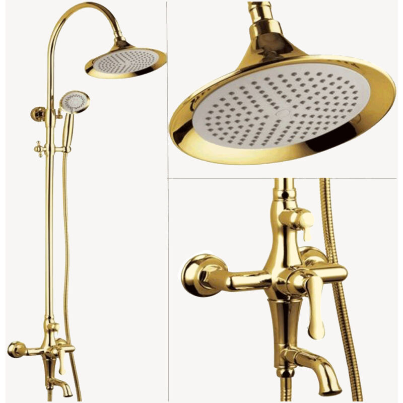foto del prodotto colonna doccia e vasca da bagno in stile antico, in un elegante color oro retr 