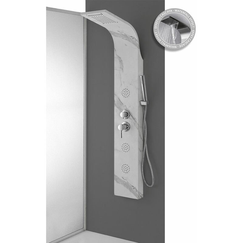 foto del prodotto colonna doccia effetto marmo in acciaio inox doccetta 4 funzioni