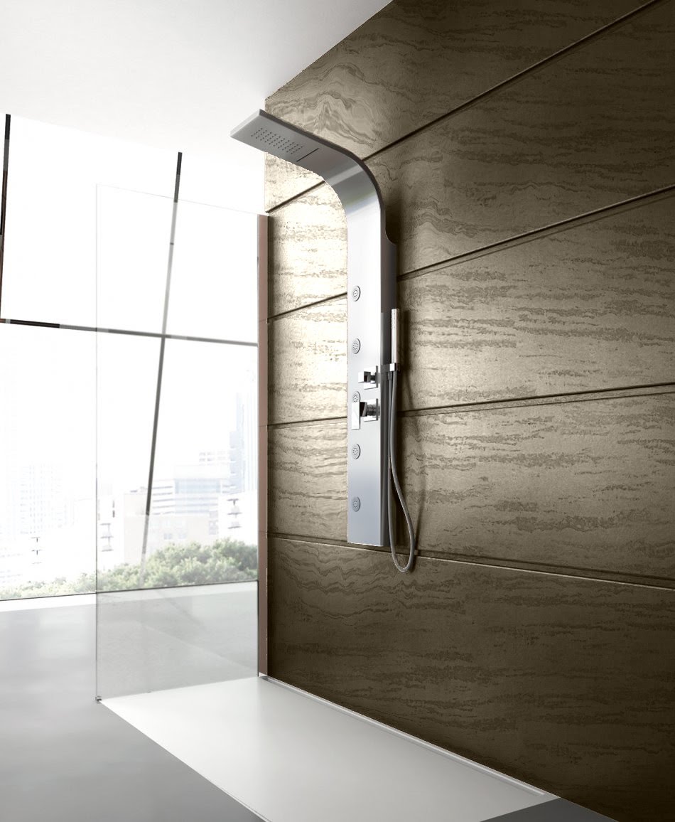 foto del prodotto colonna doccia idromassaggio a quattro vie in acciaio inox spazzolato