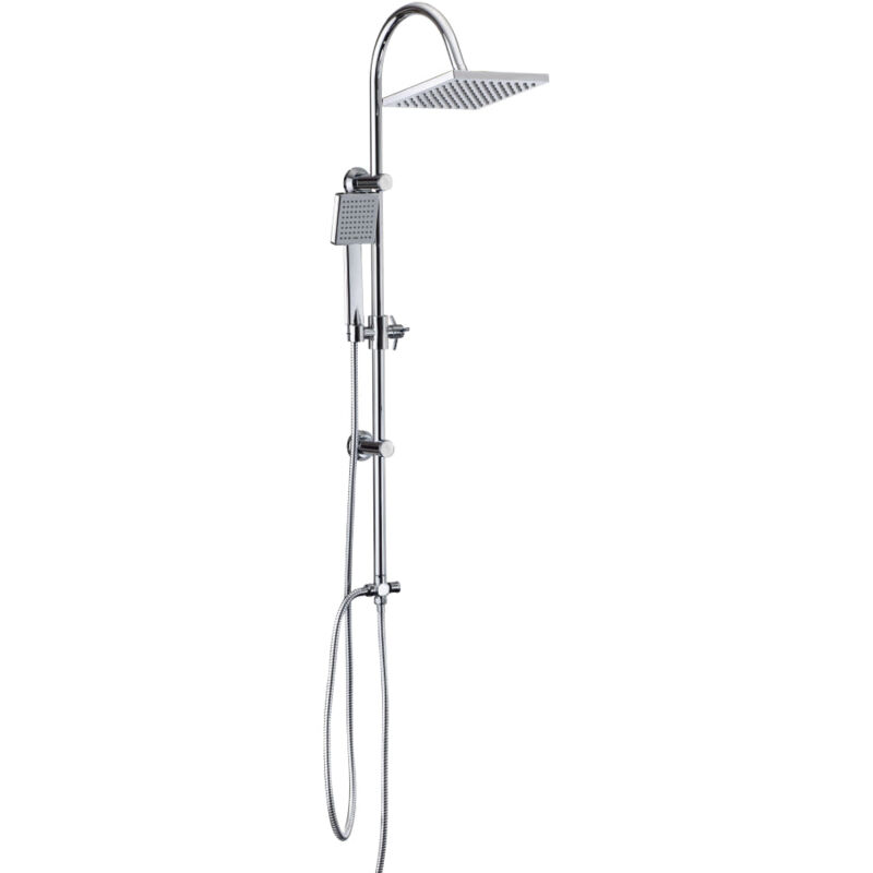 foto del prodotto colonna doccia in acciaio regolabile con deviatore doccetta e soffione quadrato 20x20 cm