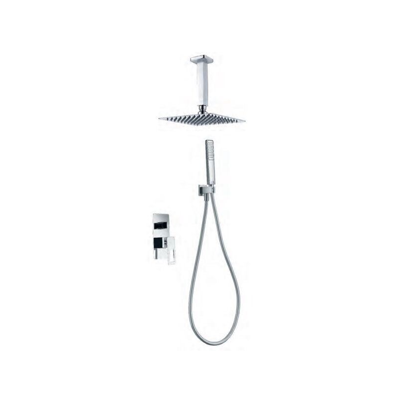 foto del prodotto colonna doccia incassata con monocomando modello svezia soffione di dimensioni standard colore grigio con finitura cromata imex