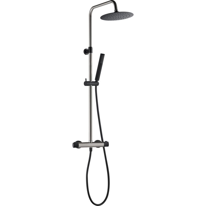 foto del prodotto colonna doccia kissy in acciaio inox e nero con comando termostatico essebagno